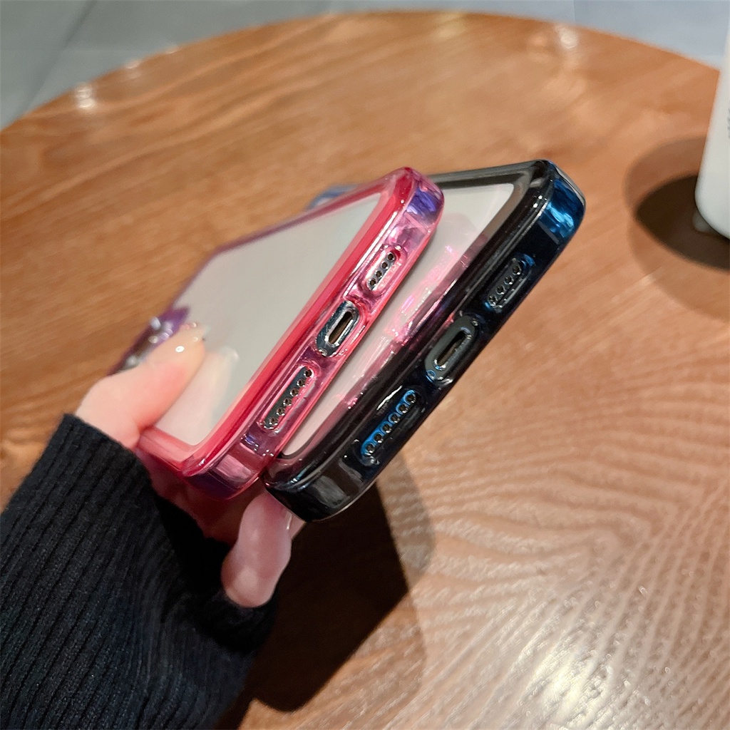 Ốp Điện Thoại Acrylic Cứng Viền TPU Mềm Chống Sốc Màu Gradient Cầu Vồng Sang Trọng Cho iPhone 13 14 12 11 Pro Max