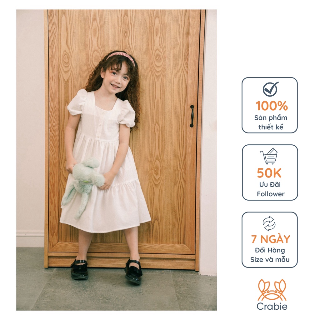 Váy công chúa bé gái CRABIE babydoll phân tầng - Celena Dress - Trắng