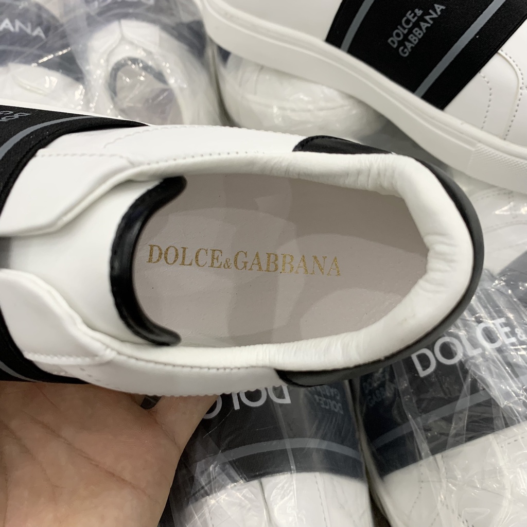 Giày Slipon Lười DG Da Phối Vạch Chun Chữ Dập Nổi GS24P