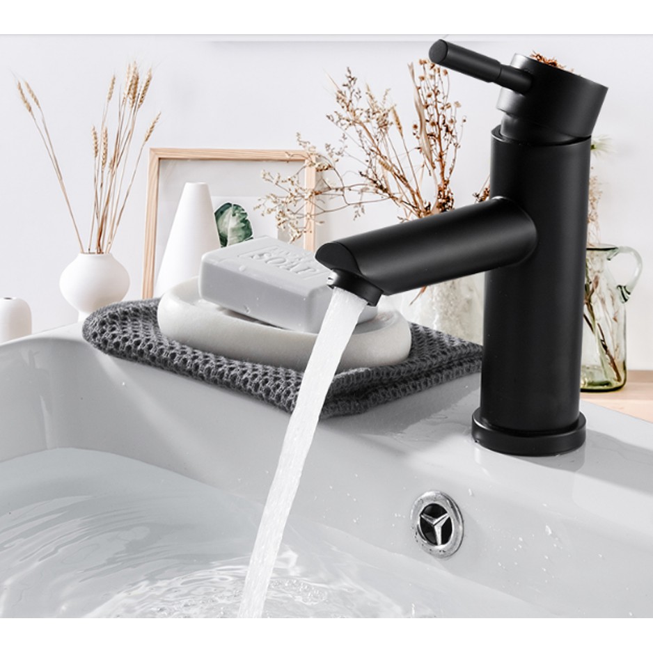 Vòi Lavabo nóng lạnh màu đen cao cấp - Inox 304 - Style 2