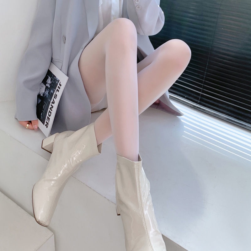 Jiashucheng Quần Tất Siêu Mỏng Màu Trắng Sữa Xám Phong Cách Nhật Bản Ngọt Ngào Chống Chảy Xệ Mùa Hè Cho Nữ