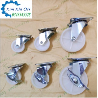 Bánh xe trắng-đường kính bánh 4cm. 5cm, 6cm và 7cm làm bánh xe đẩy hàng, bánh xe tủ nhôm kính, bánh xe tủ gỗ...