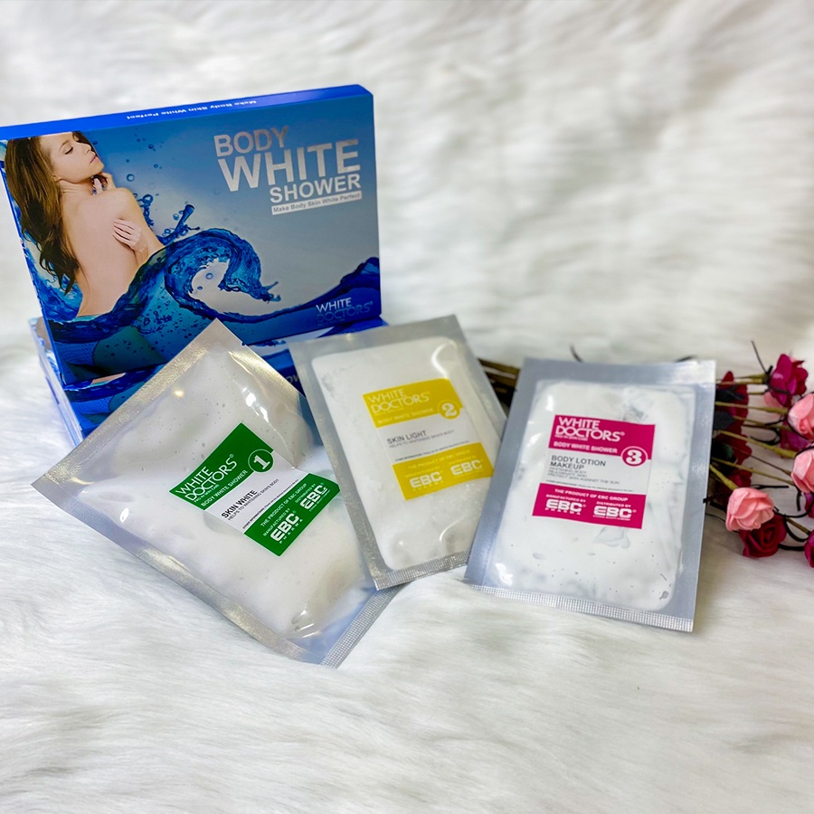 Kem tắm trắng toàn thân White Doctors BODY WHITE SHOWER  3 trong 1 (3 gói)