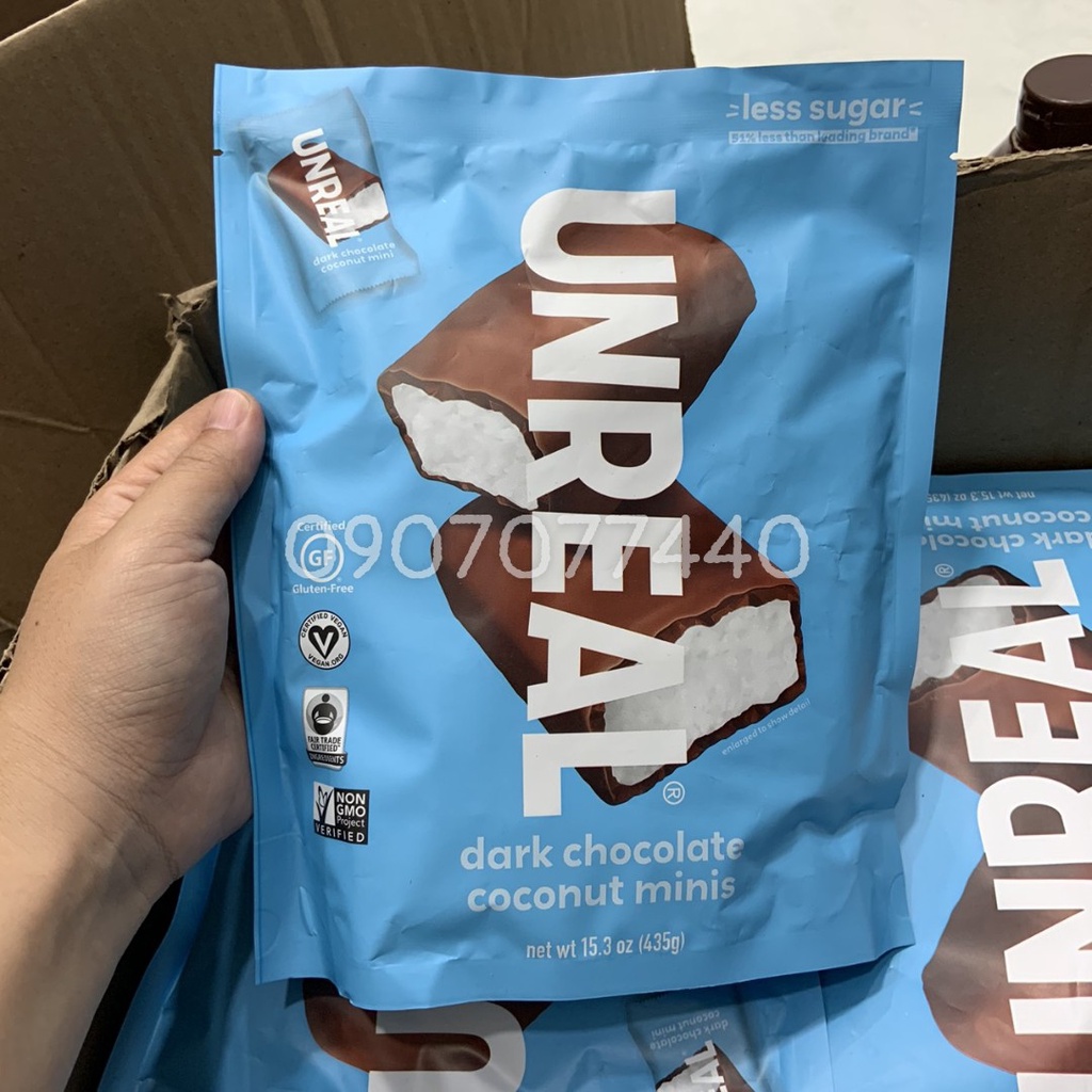 Kẹo chocolate nhân dừa Unreal Dark Chocolate Coconut Minis date T10/2022- EDS Hàng Mỹ