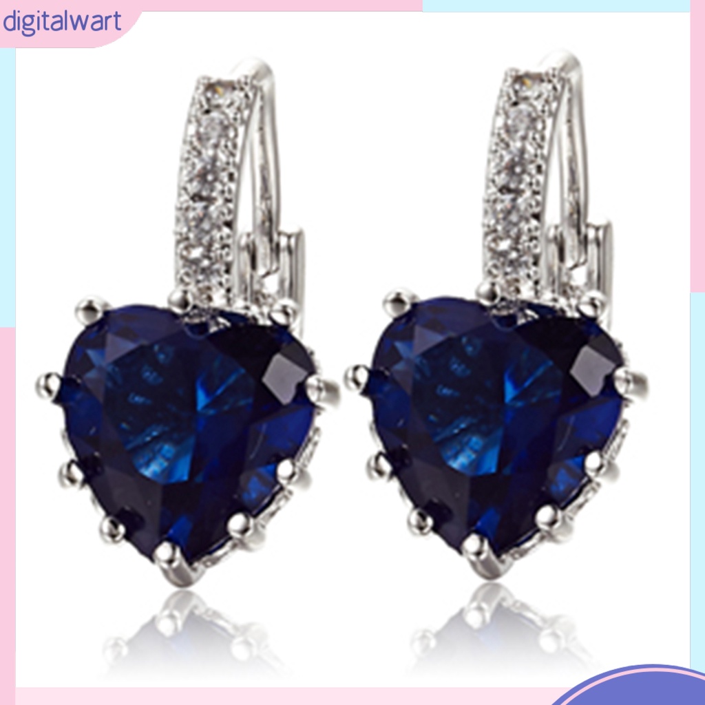 Bông tai mạ vàng trắng 18K đính đá Sapphire xanh dương