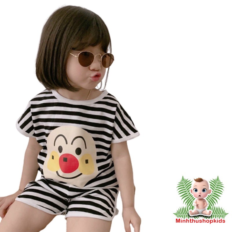 Bộ Côc Tay Bé Gái nhìu hình Kẻ Ngang 8-18kg-QATE 271