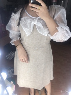 Đầm Bố Tay Tơ Nơ Cổ Bigsize (Có Ảnh Thật)