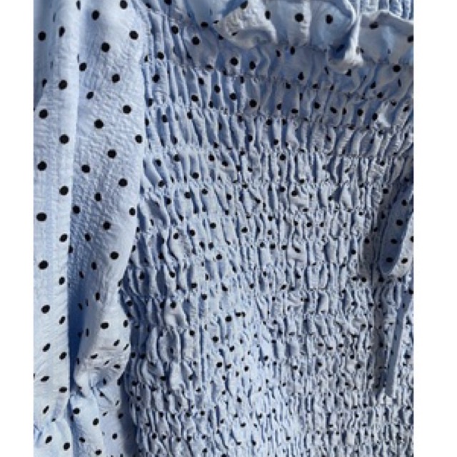 Áo croptop nhún chấm bi