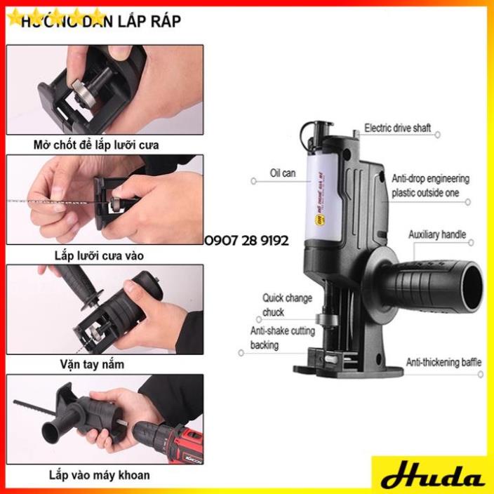 Bộ Chuyển Đổi Máy Khoan Thành Máy Cưa Điện, Máy Cắt Gỗ Cầm Tay - Tặng 25 Lưỡi Cưa Lọng Đa Năng