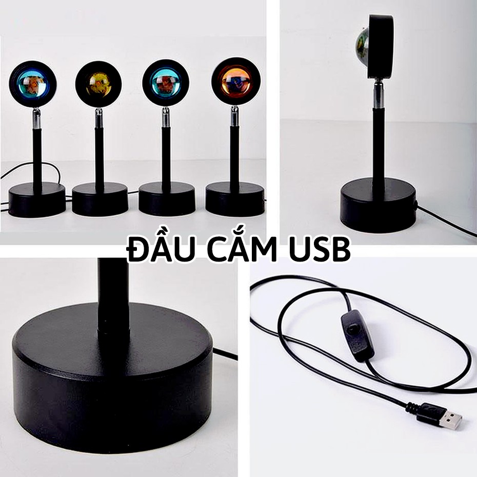 Đèn Hoàng Hôn Chuyển Được 4 Màu -  Đèn Cầu Vồng Chiều cao 27cm, dây USB dài 1.2m, quay 180 độ