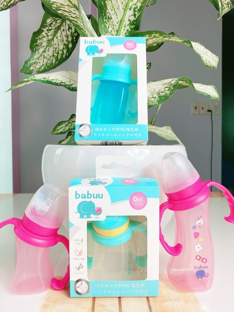 BÌNH SỮA CỔ NGHIÊNG BABBU 90ml và 180ml ( có tặng núm )