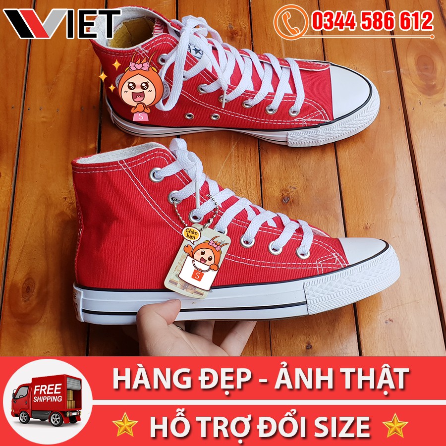 [FREE SHIP TOÀN QUỐC] Giày Thể Thao CV Classic Đỏ Tươi Cao Cổ Giá Rẻ