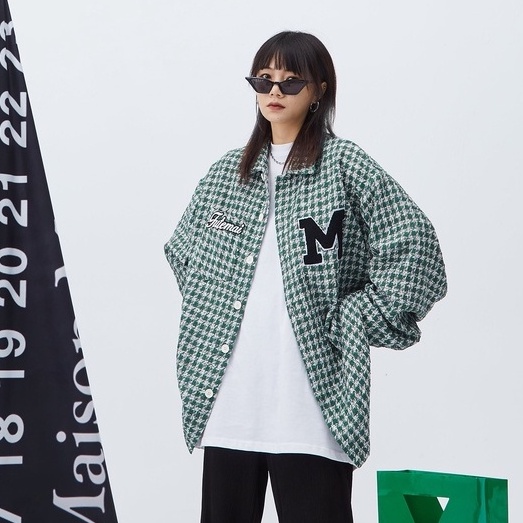 Áo sơ mi tay dài hình thêu chữ M form rộng thời trang unisex nam nữ (Ảnh thật/Có sẵn)