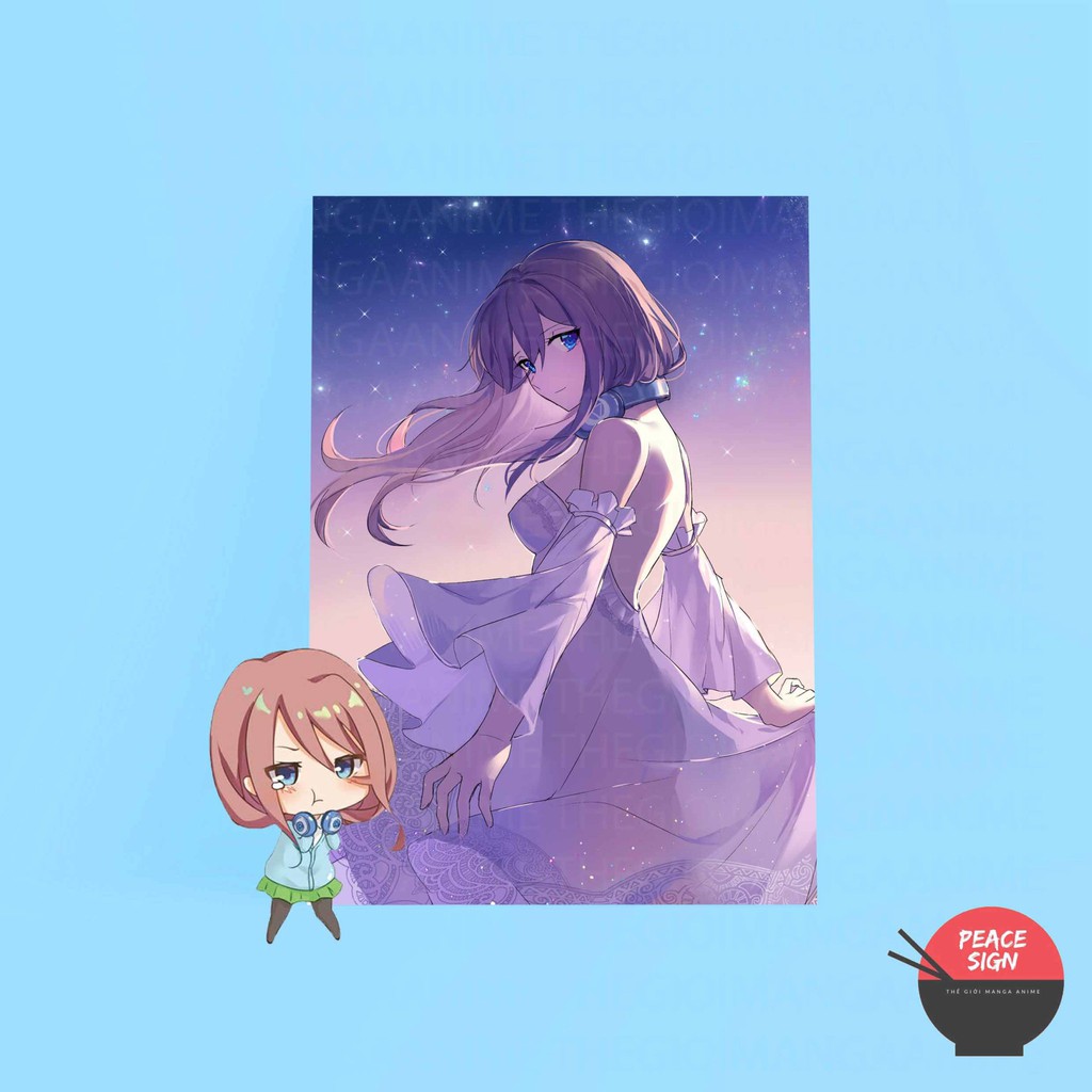 (NHIỀU MẪU) Tấm Postcard cao cấp giấy 260gsm in hình NAKANO MIKU - Gotoubun no Hanayome NHÀ CÓ NĂM NÀNG DÂU