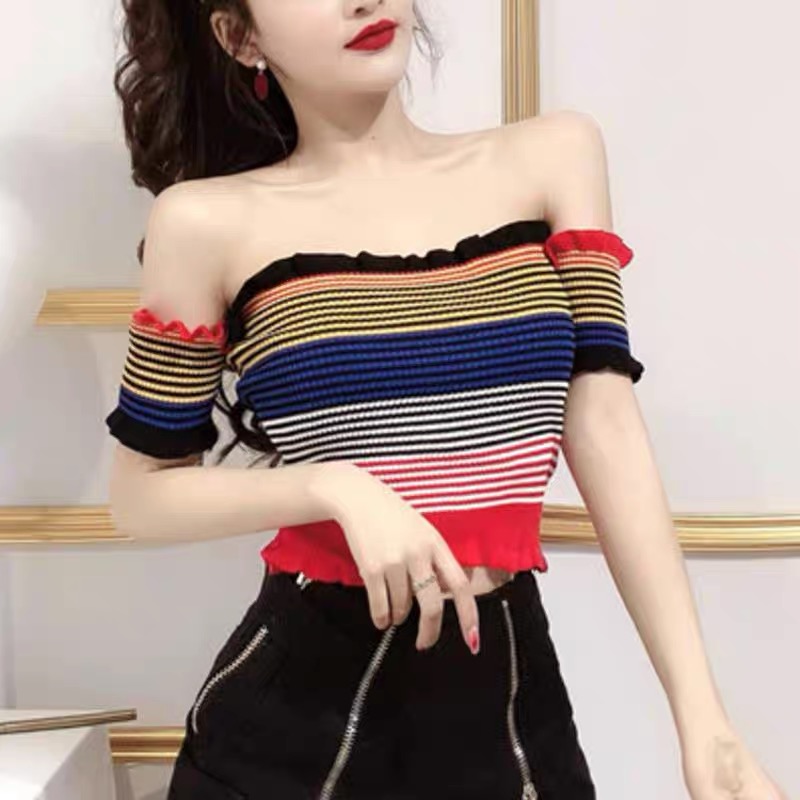 Áo thun croptop tay ngắn phong cách Hàn Quốc dành cho nữ