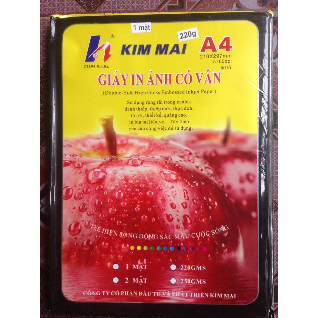 Giấy in ảnh Kim Mai ĐL 220gsm - Giấy in ảnh có vân