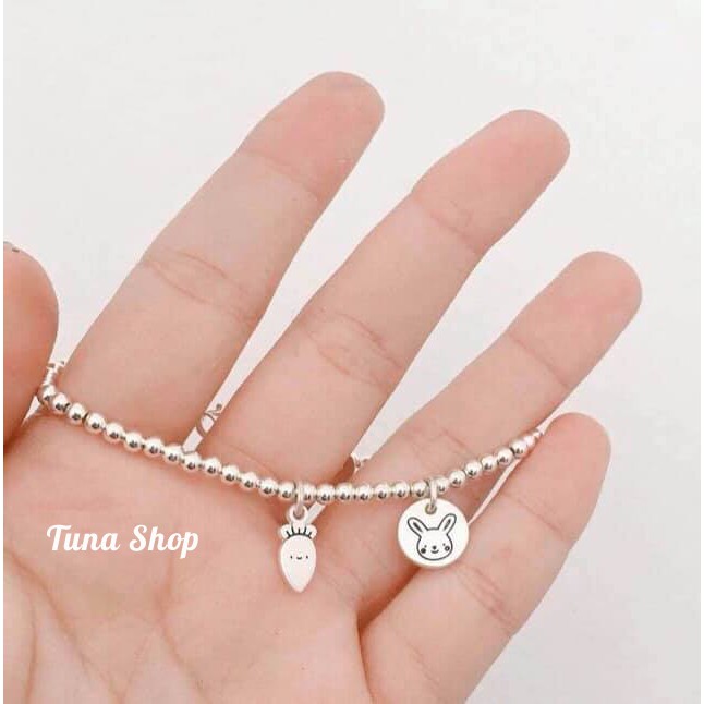 Vòng tay bạc em bé hàng thiết kế, Lắc bạc bi cho bé được khắc chữ theo yêu cầu  TUNA SILVER Trang sức bạc