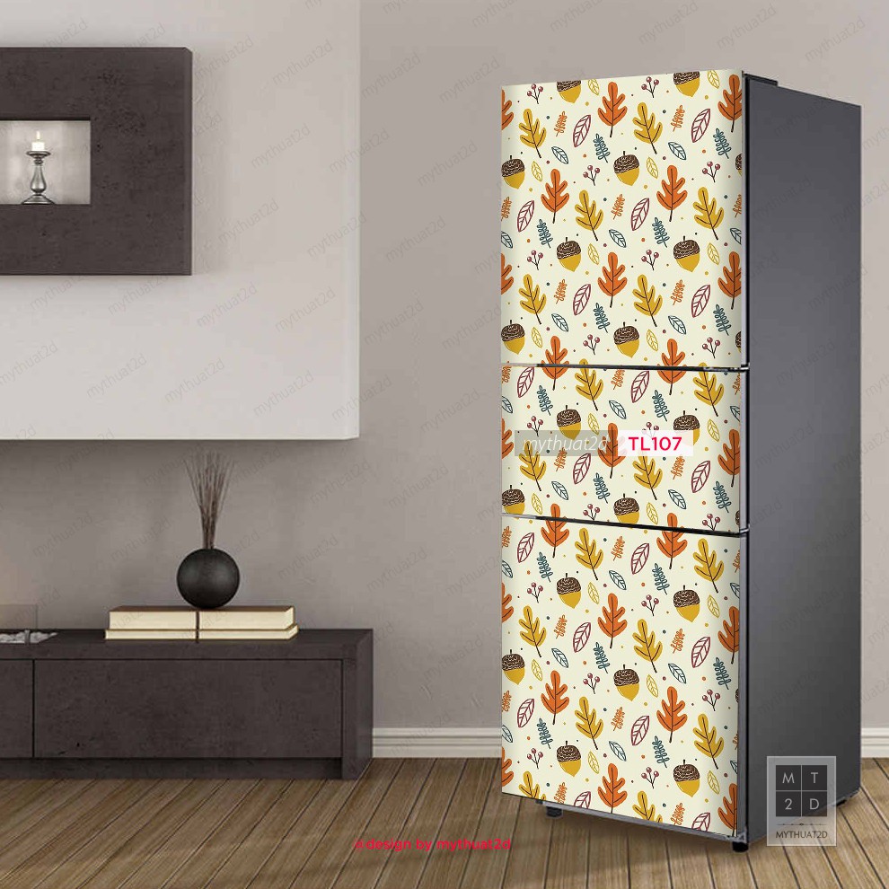 Miếng dán tủ lạnh chống thấm hoa văn Pattern Hạt Dẻ - mã TL107