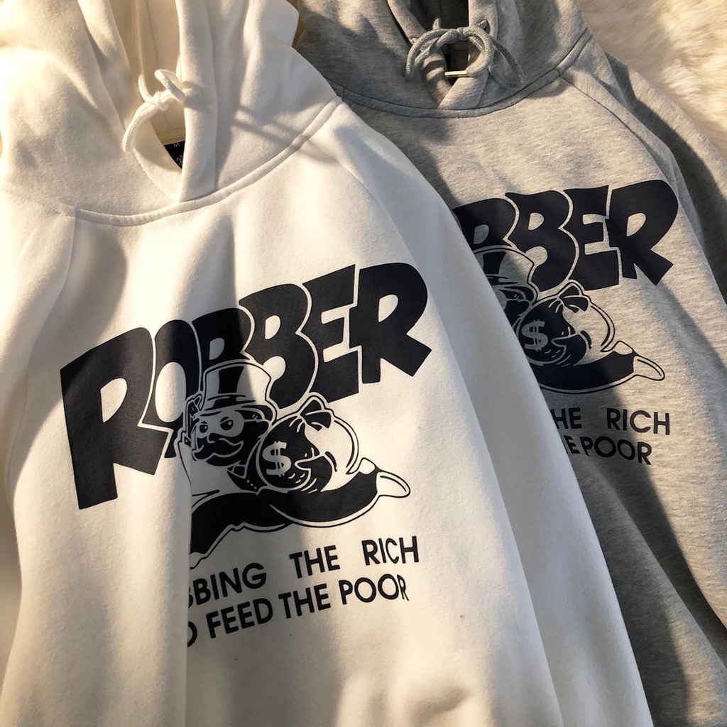 【ZHELIHANGFEI】Áo Hoodie Dáng Rộng In Họa Tiết Xinh Xắn Theo Phong Cách Retro Dễ Phối Đồ