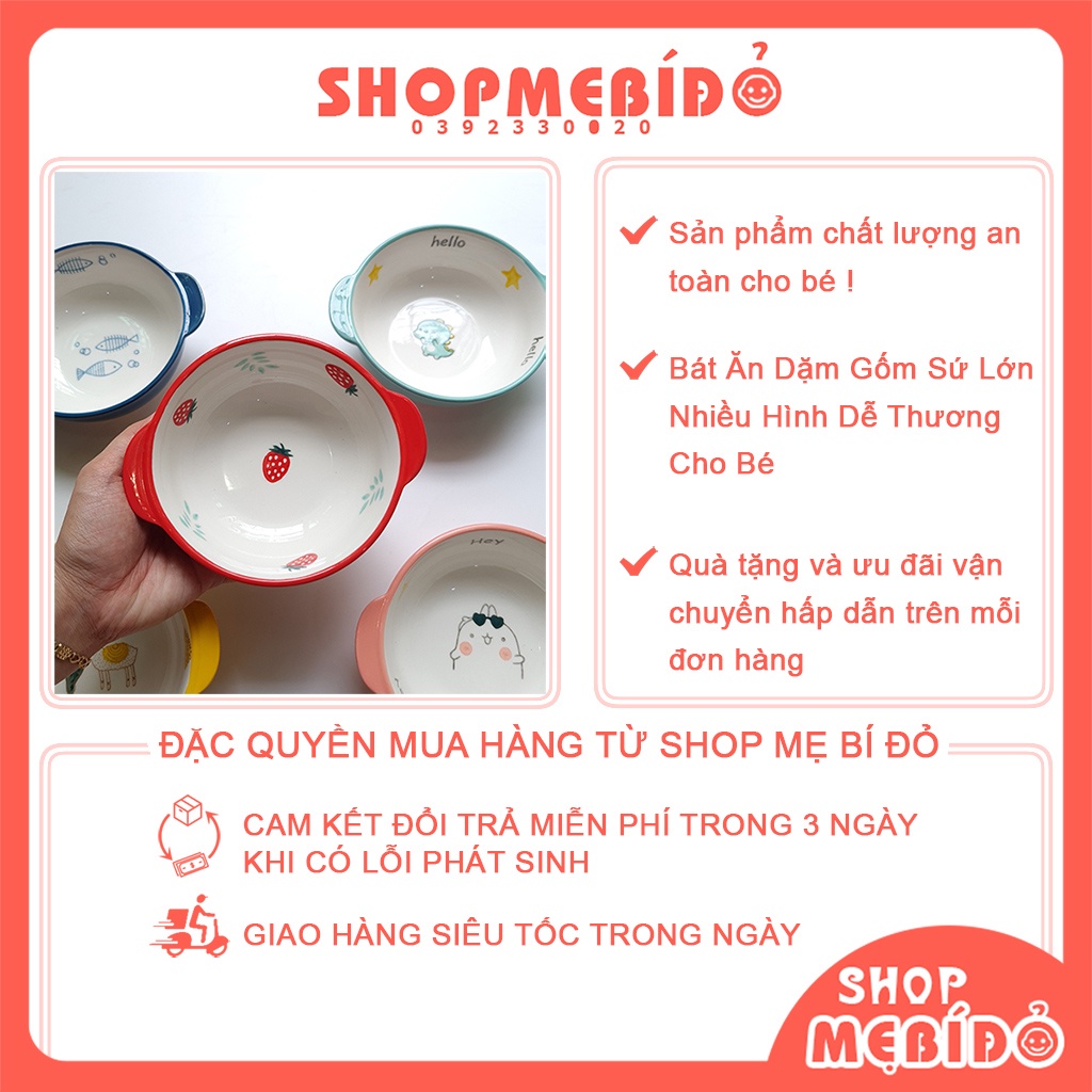 Bát Ăn Dặm Gốm Sứ Lớn Nhiều Hình Dễ Thương Cho Bé 350ML Shop Mẹ Bí Đỏ T77