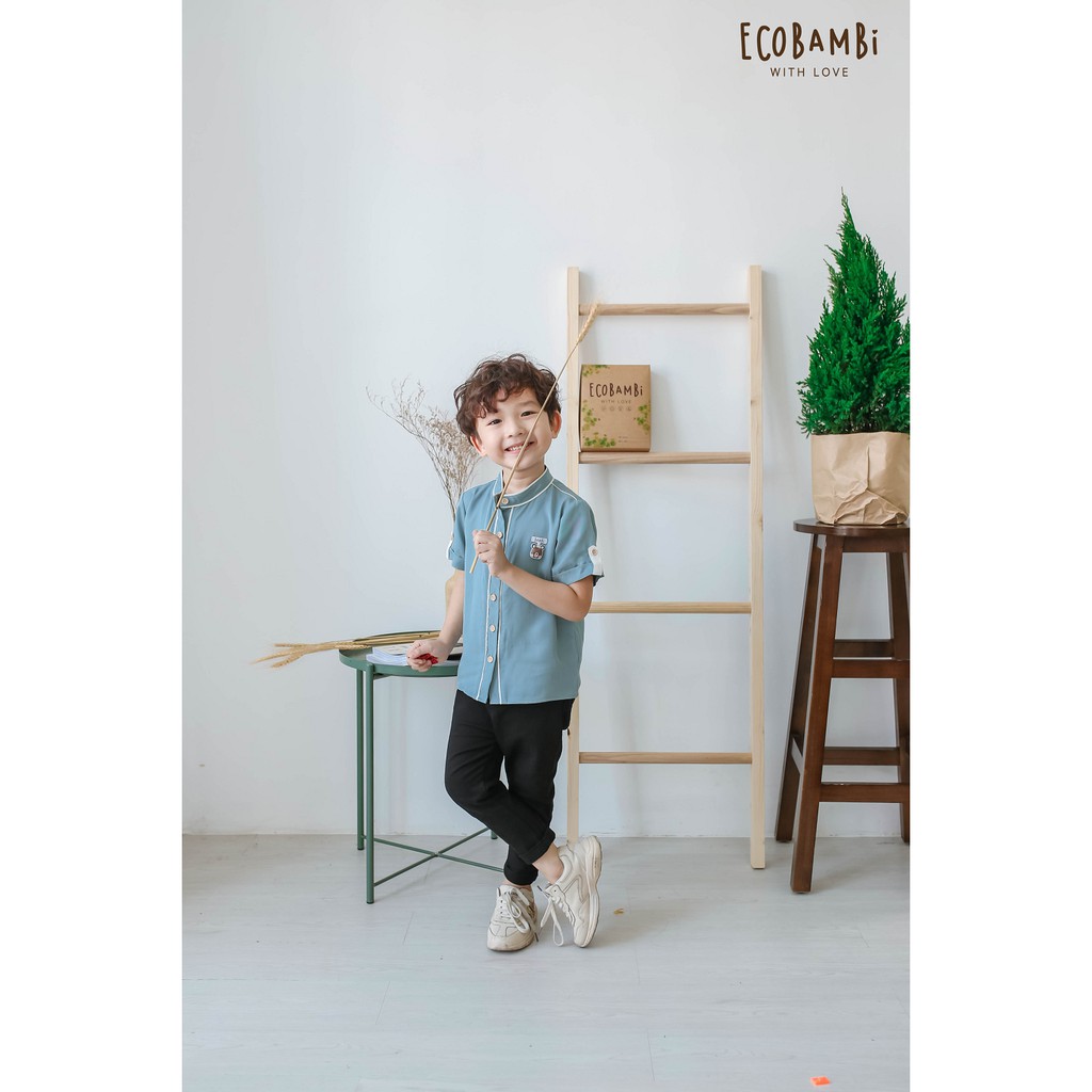 [Best Seller Restock] Áo sơ mi cổ trụ bé trai tencel Ecobambi