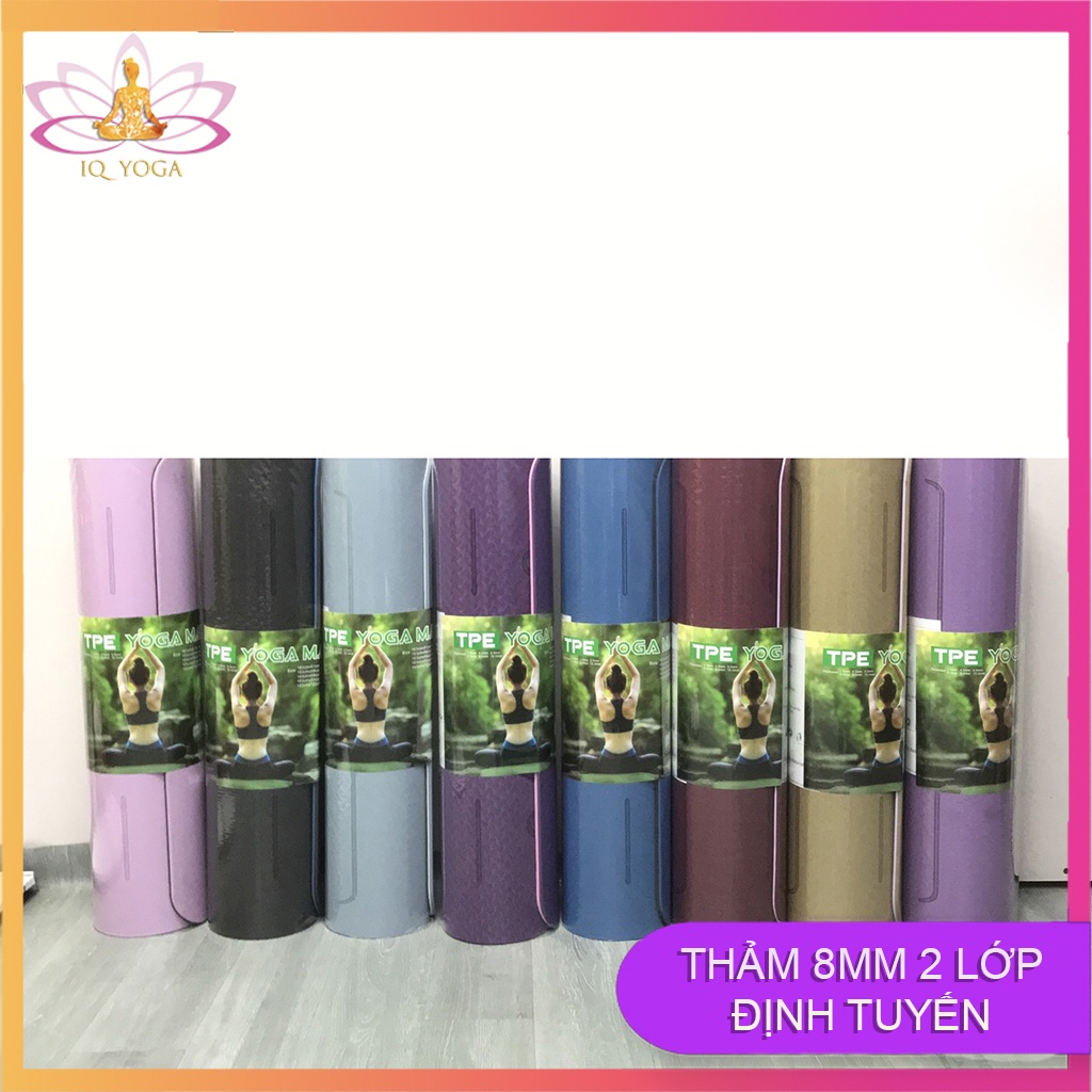 Thảm tập yoga định tuyến TPE 8mm 2 lớp có vân chống trơn trượt