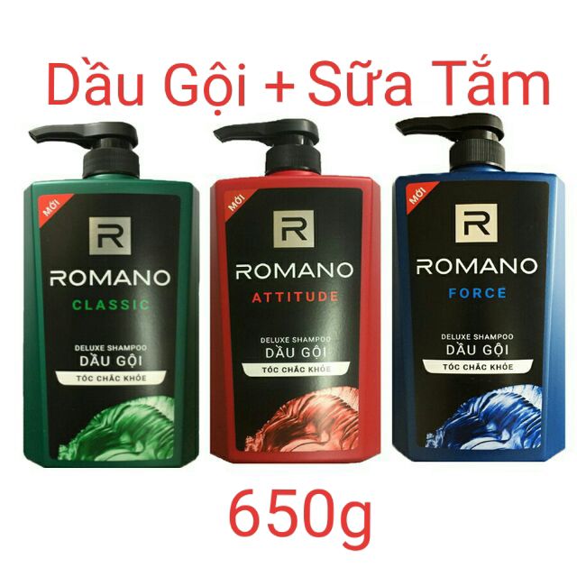  Dầu gội và sữa tắm Romano 650g