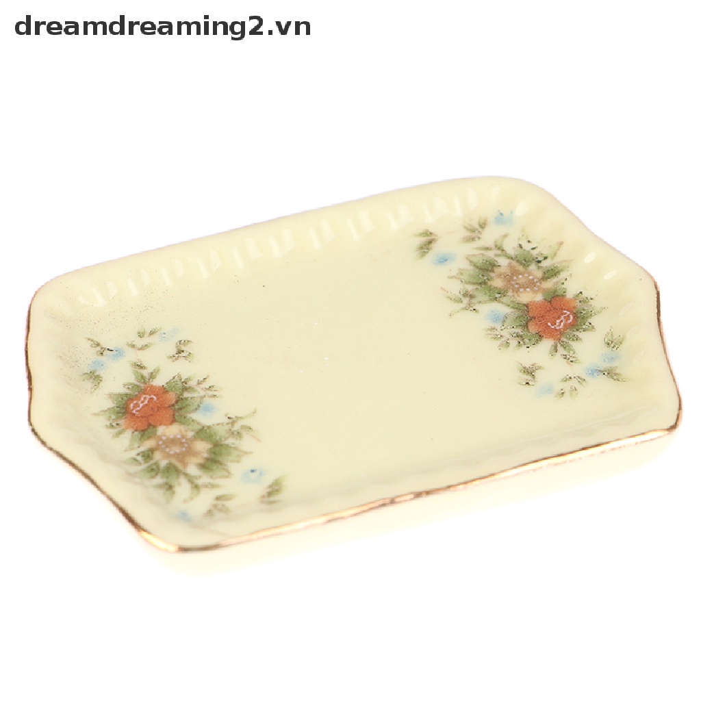 Bộ ấm trà 6 món bằng sứ mini cho nhà búp bê tỉ lệ 1:12