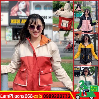 Áo khoác kaki 3 túi phối màu