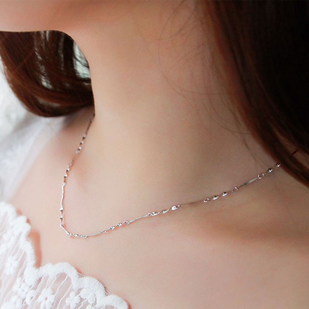 MXMUSTY Platinum plated Woman Water-wave 40cm Snake Chain Chain