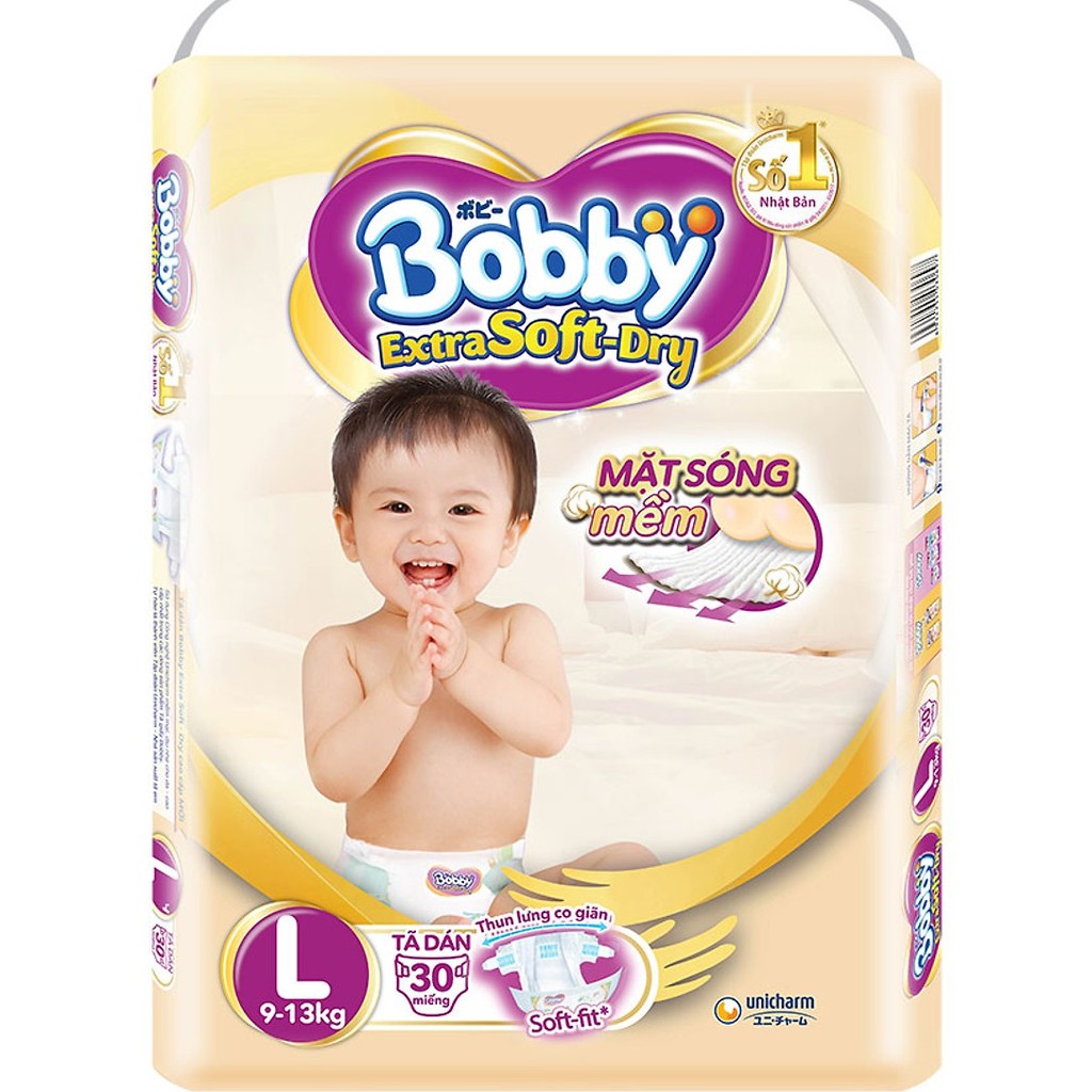 Tã Dán Siêu Mềm Bobby Extra Soft Dry S40/ M34/ L30