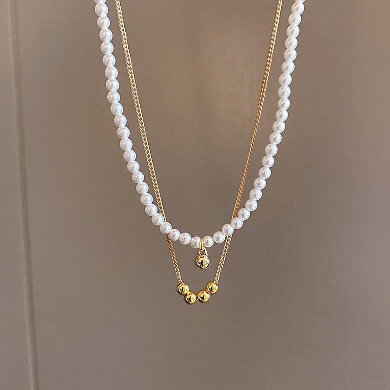 Vòng cổ nhiều lớp đính hạt ngọc trai thời trang dành cho nữ