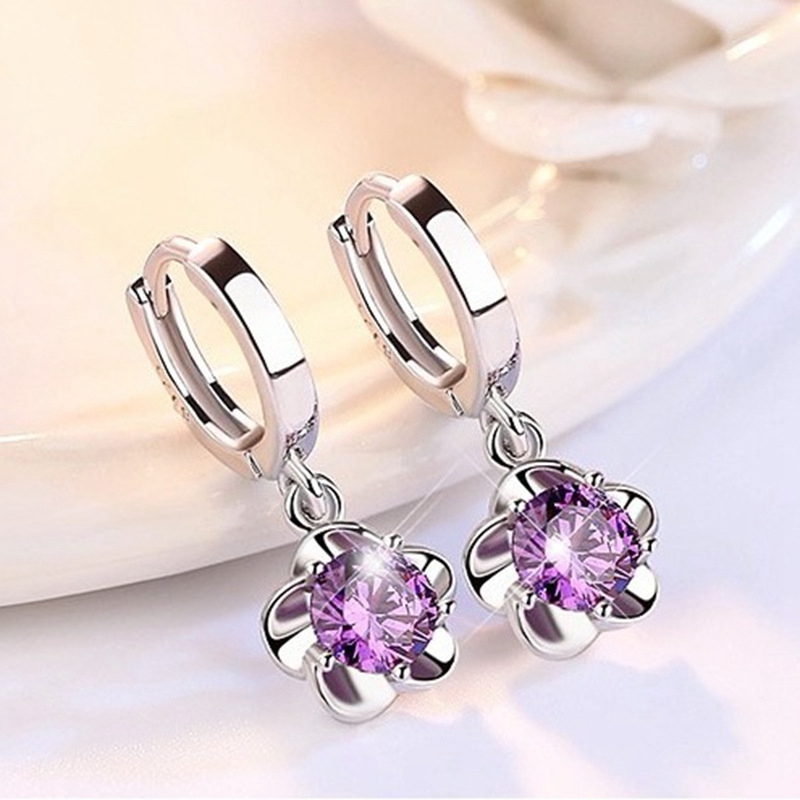 Bông Tai Mạ Bạc 925 Hình Hoa Xinh Xắn