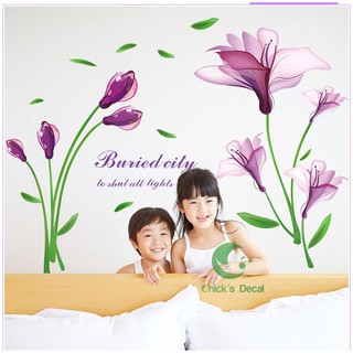 Decal dán tường Hoa tím mộng mơ
