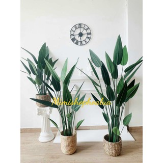 Cây giả - Cây chuối mỏ két- cây thiên điểu cao 1,2 -1.6 met kèm chậu nhựa Cây Giả decor, trắng trí nhà cửa nội thất .