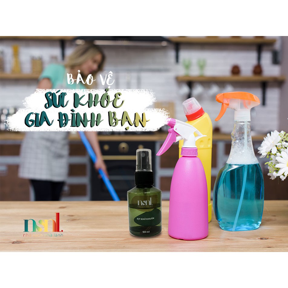 Diệt khuẩn khử mùi NHÀ SẠCH NHÀ LÀNH xịt thơm thiên nhiên lành tính 50ml (Shop Bunny Beans)