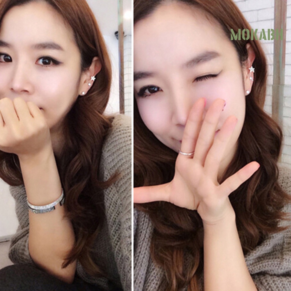 Set 2 Khuyên Tai Đính Đá Hình Ngôi Sao Chất Liệu Hợp Kim Thân Thiện Với Môi Trường Thời Trang Cho Nữ