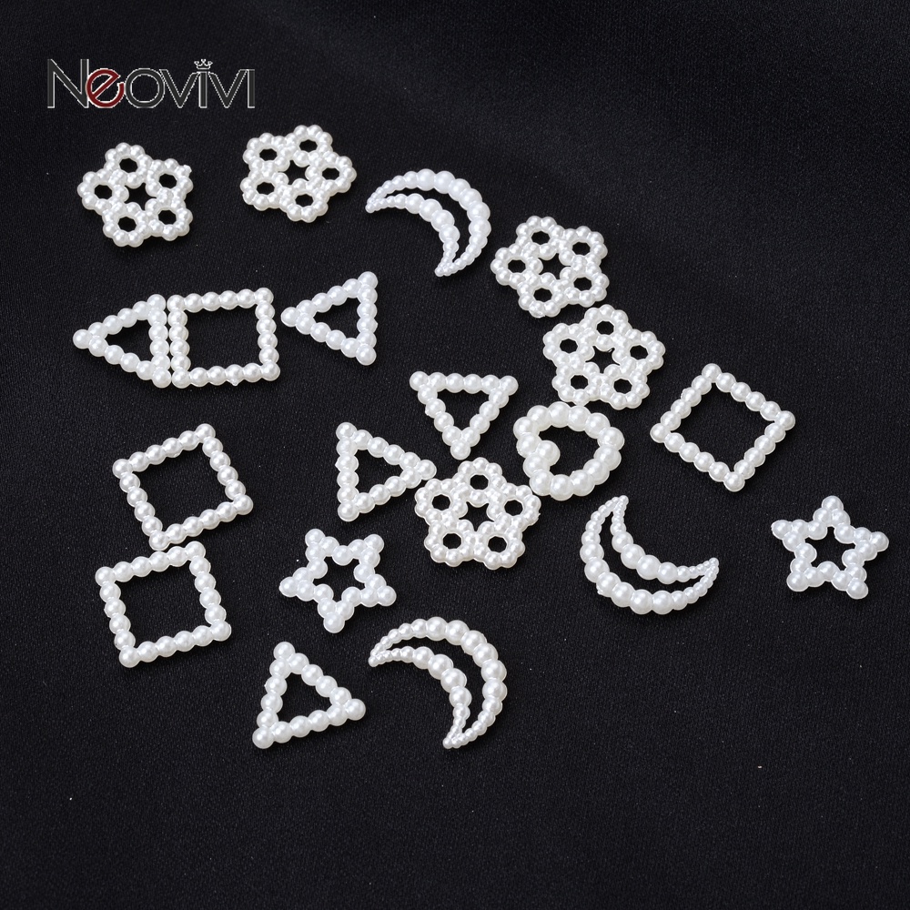 Set 100 Hạt Ngọc Trai Giả Hình Hoa / Trái Tim / Ngôi Sao / Mặt Trăng Dùng Làm Trang Sức