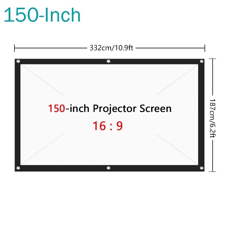 Màn chiếu 60 / 100 / 120 / 150 inch tuỳ chọn tỉ lệ 16: 9 có thể gấp gọn tiện dụng