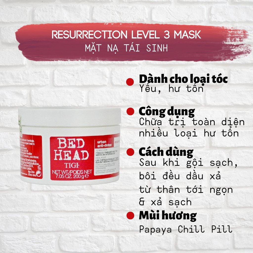 Kem ủ tóc Tigi Bed Head Resurrection Recovery 200g Ouibeaute