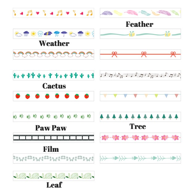 WASHI TAPE 7mm - Băng keo trang trí 7*5 mm