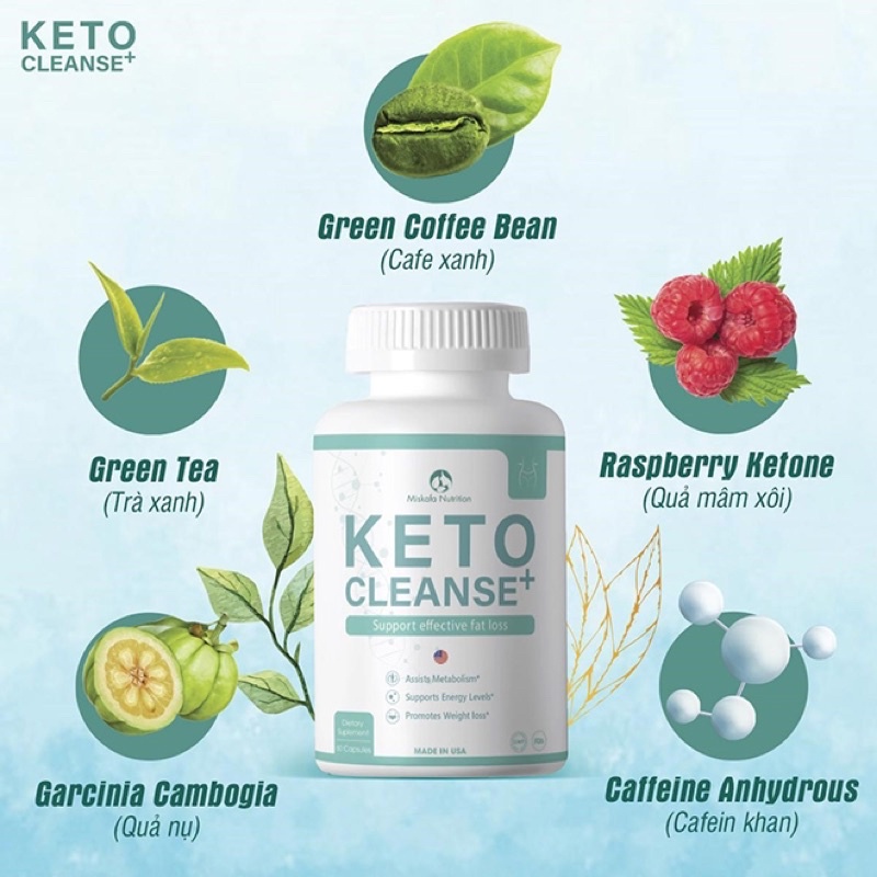 KETO CLEANSE+ viên uống giảm MỠ nhập khẩu Mỹ☘️MISKAFA☘️giảm cân an toàn & cơ chế giảm cân 3 in 1