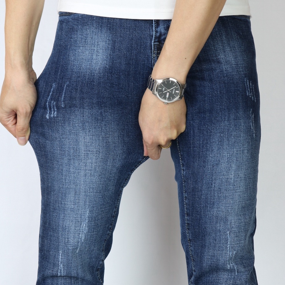 Quần Jean Nam Xanh Đen X0103 Không Ra Màu Quần Dài Cao Cấp Chất Bò Dày Co Giãn Tốt Dáng Slimfit