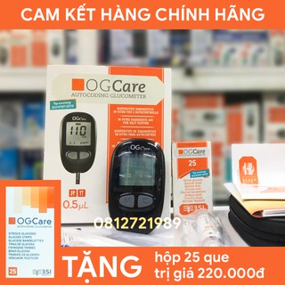 Máy đo đường huyết OGCare Chính Hãng - Chính Xác-Tặng kèm hộp 25 que
