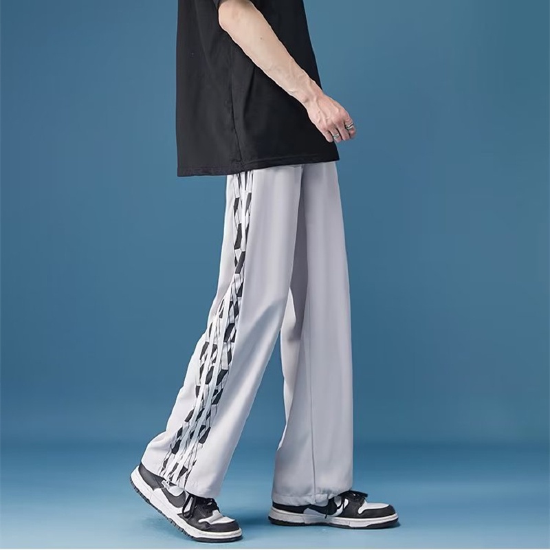 Quần harem Lưng Thun Co Giãn Dáng Rộng Viền Sọc Bên Hông Thoải Mái Phong Cách Hip Hop Đường Phố Cho Nam Cỡ Lớn M-3XL