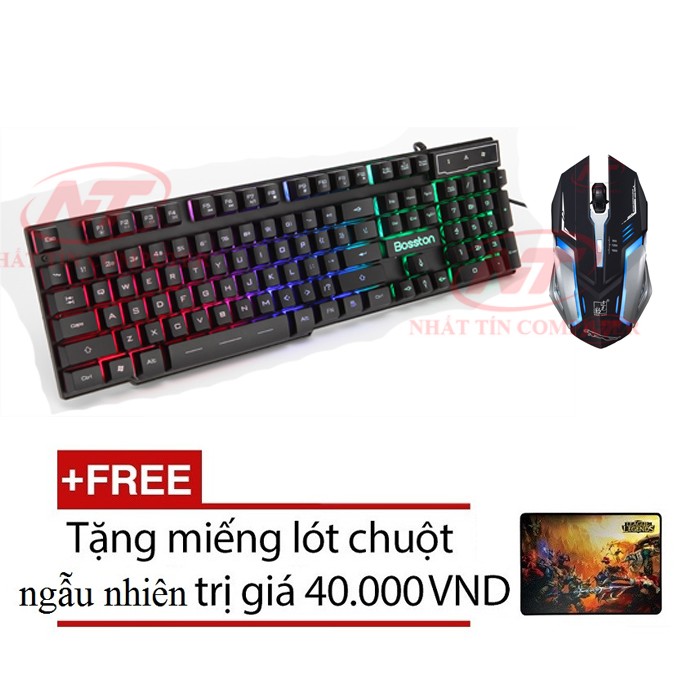 Bộ bàn phím LED giả cơ và chuột chuyên Game Bosston G803 K1 (Đen) + Tặng kèm lót chuột