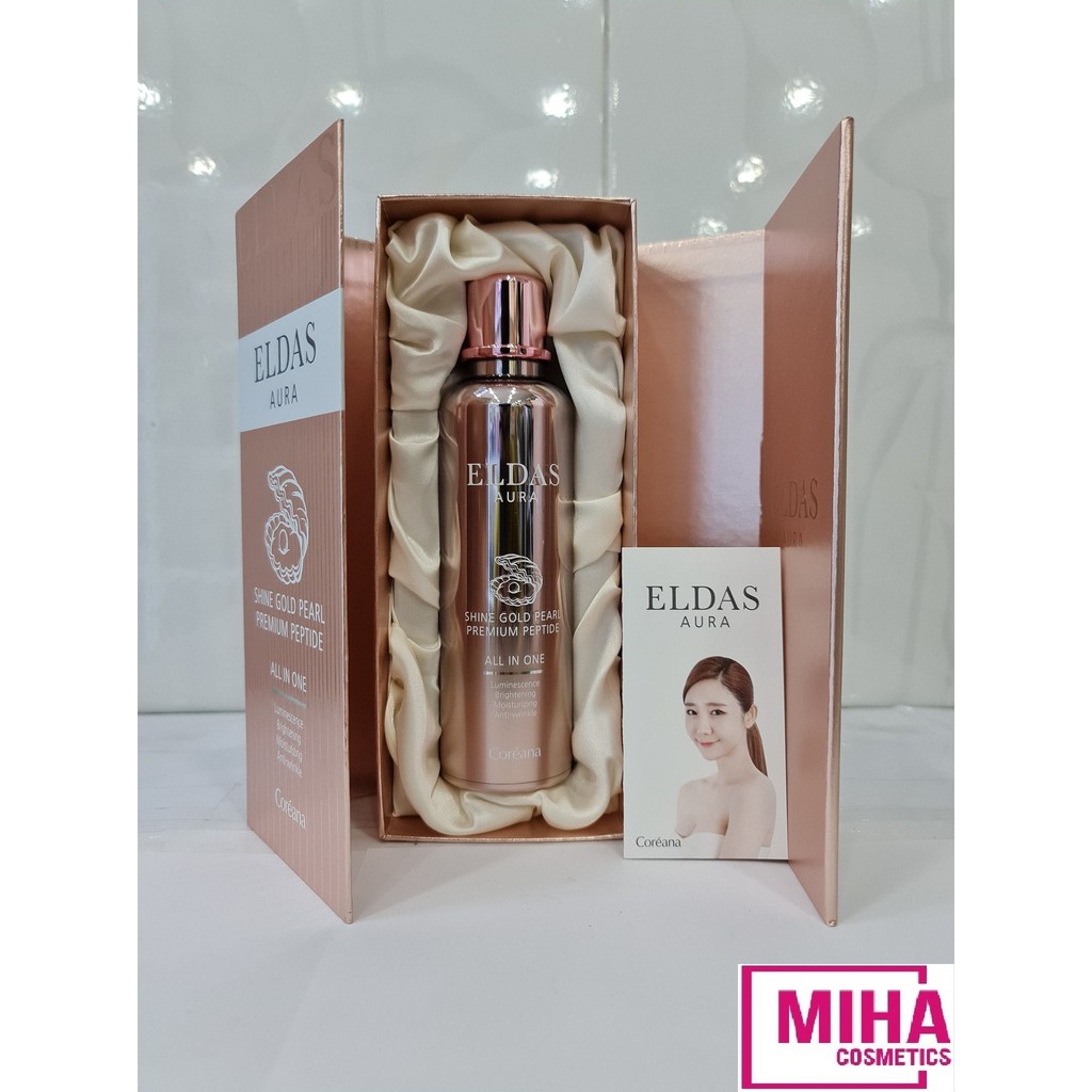 Serum Tế Bào Gốc Dưỡng Trắng Da Eldas Aura 100ml Coreana Shine Gold Pearl Premium Peptide All In One Hàn Quốc