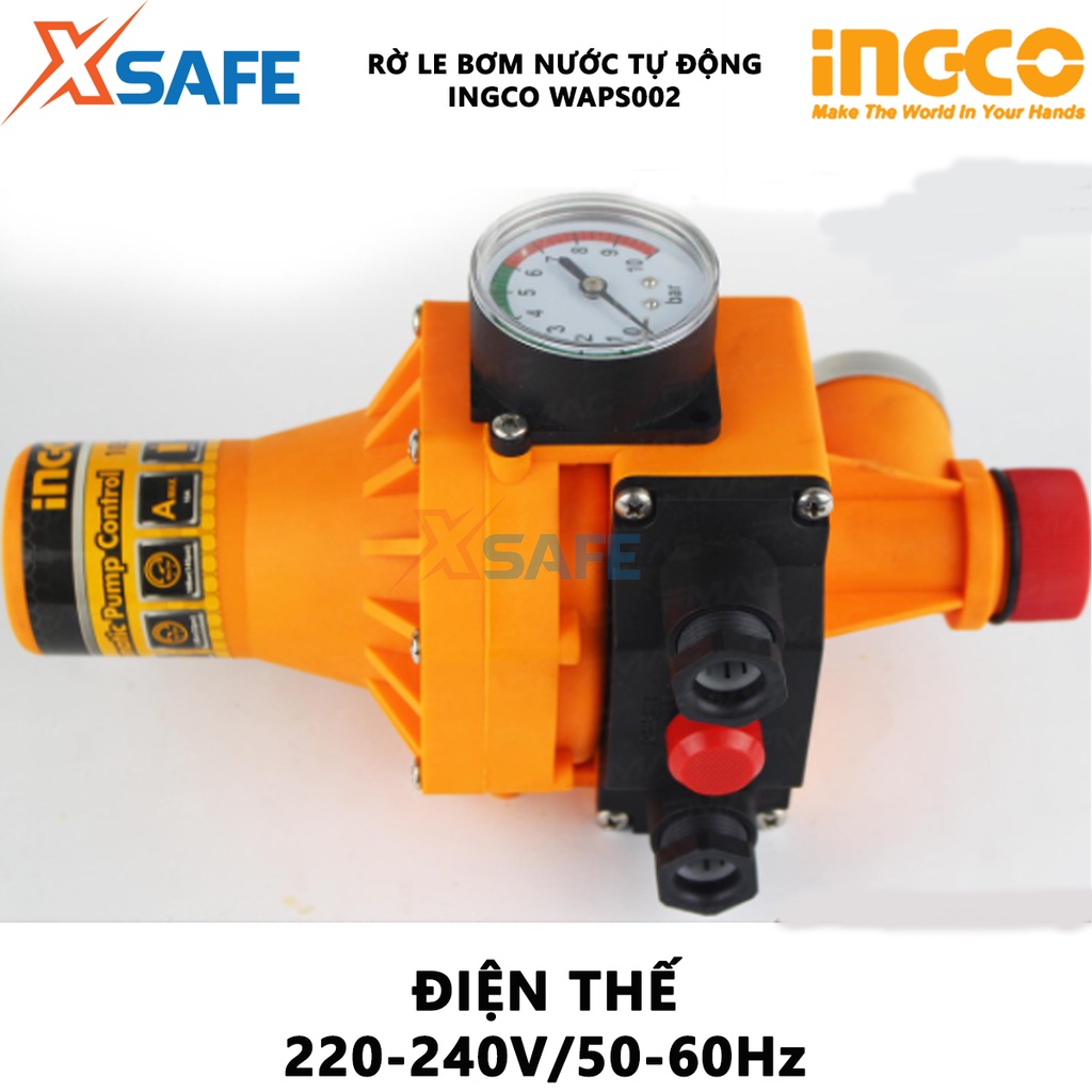 Rờ le tự động bơm nước INGCO WAPS002 - Điện thế 220-240V, áp suất khởi động: 1.5bar, dùng đóng cắt dòng điện cao
