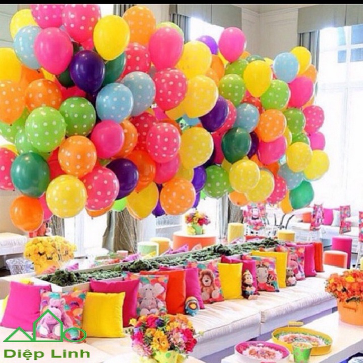 Bong Bóng Chấm Bi 12inch (35cm) Đủ Màu - Bóng Cao Su Chấm Bi Tròn Trang Trí Sinh Nhật, Thôi Nôi, Tiệc Cưới
