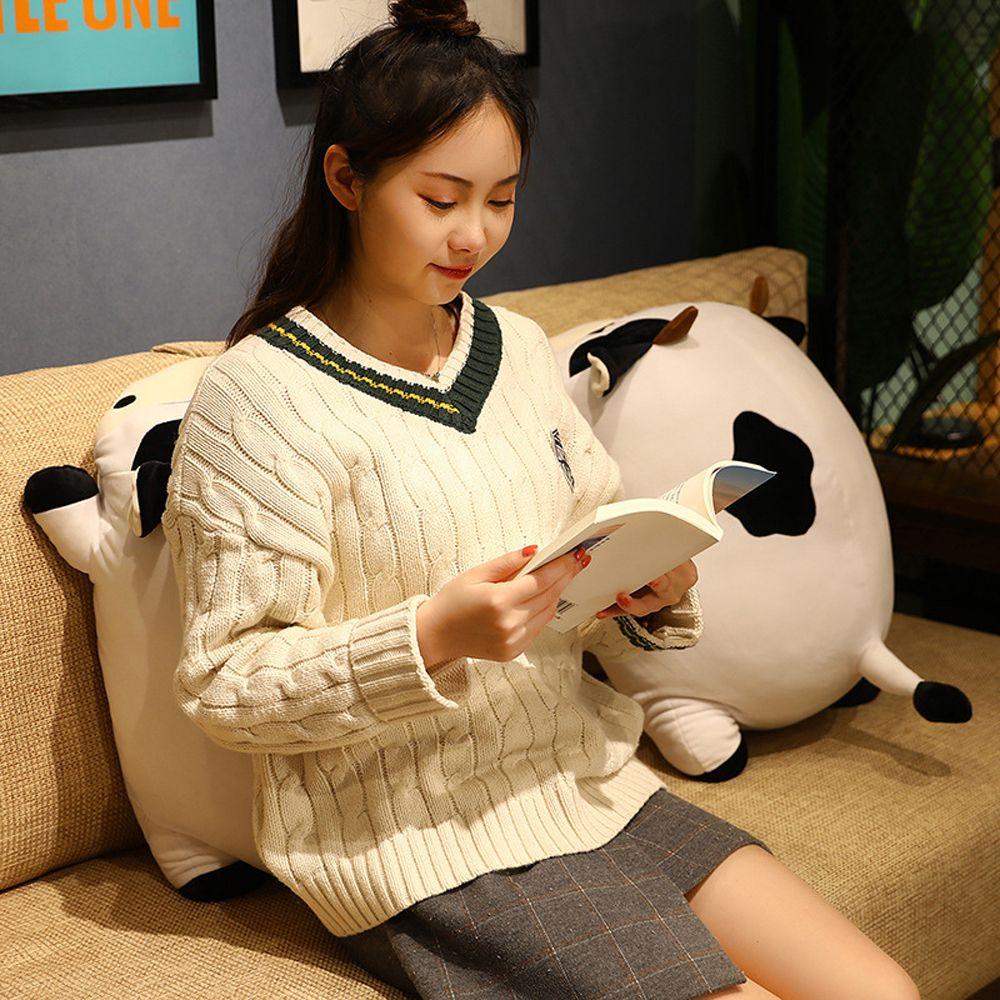 LANFY Thú Nhồi Bông Hình Bò Nằm Ngủ Mềm Mại Trang Trí Nhà Cửa